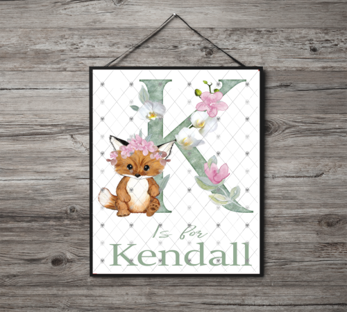 Animal Initial Name Print, Letter K Custom Print, Letter K